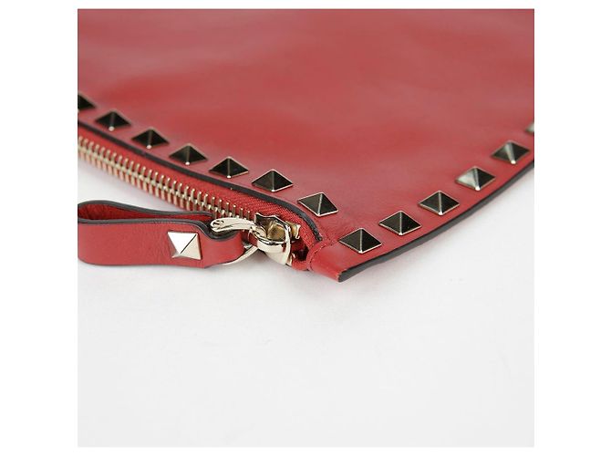 Valentino Clutch Rockstud in pelle rossa Rosso - vista 7