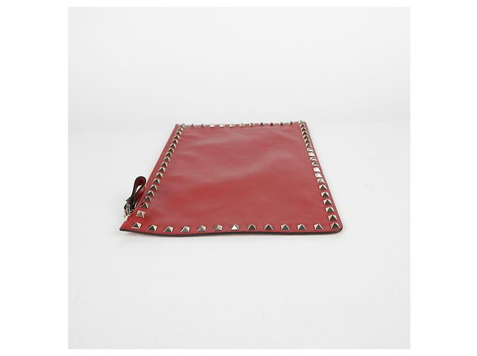 Valentino Clutch Rockstud in pelle rossa Rosso - vista 8
