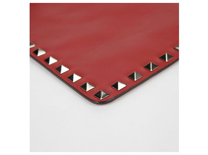 Valentino Clutch Rockstud in pelle rossa Rosso - vista 9