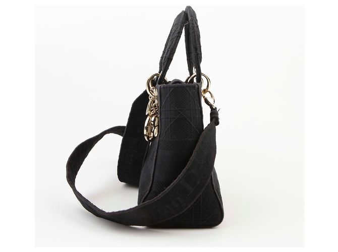 Dior Borsa a tracolla Lady Di Lite con ricamo Cannage nero Medium - vista 2