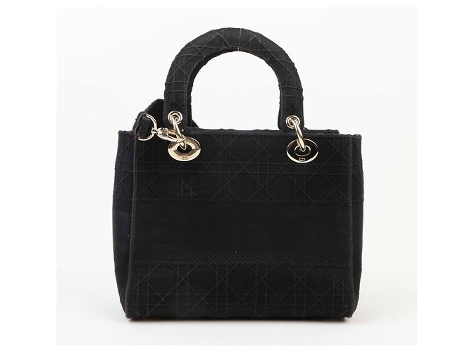 Dior Borsa a tracolla Lady Di Lite con ricamo Cannage nero Medium - vista 3