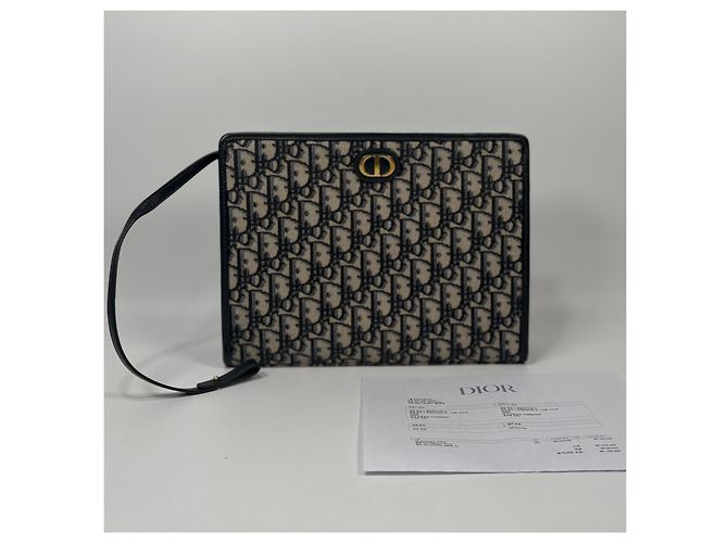 Dior Pochette Montaigne in jacquard obliquo blu - Ansicht 2