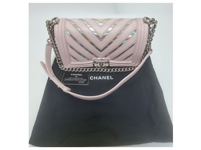 Chanel Borsa Boy Chevron Argento Serie Borsa a Spalla Medium - vista 3