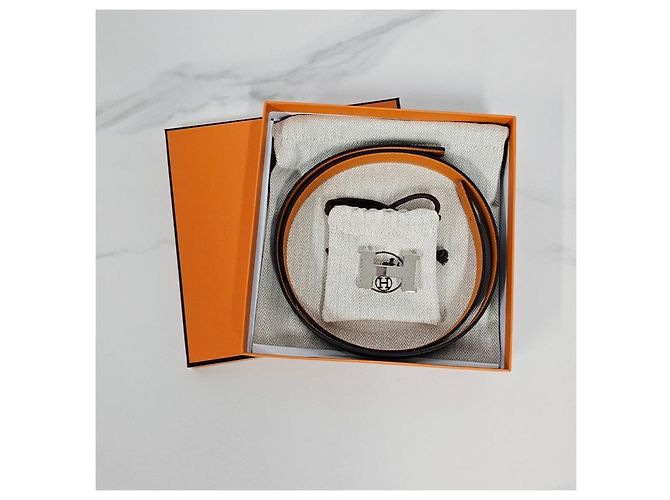 Hermès Reversibler Damen Ledergürtel Mini Constance Noir Orange Braun - Ansicht 11