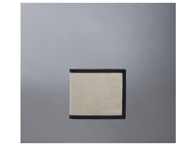 Cartera de cuero Thom Browne Beige Canvas Blanco - vista 7