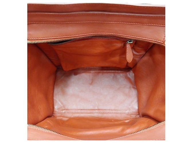 Céline Bolsa Tote Nano Luggage em couro de bezerro cor laranja - vista 3