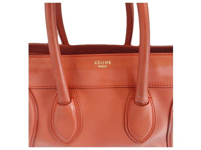 Céline Bolsa Tote Nano Luggage em couro de bezerro cor laranja - vista 5