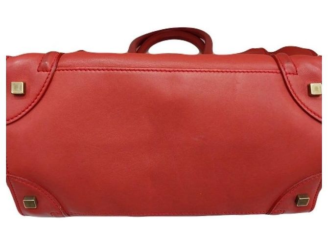 Céline Bolsa Tote Nano Luggage em couro de bezerro cor laranja - vista 6