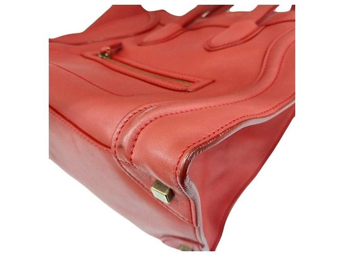 Céline Bolsa Tote Nano Luggage em couro de bezerro cor laranja - vista 7
