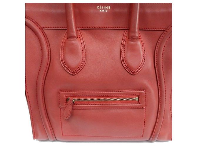 Céline Bolsa Tote Nano Luggage em couro de bezerro cor laranja - vista 8