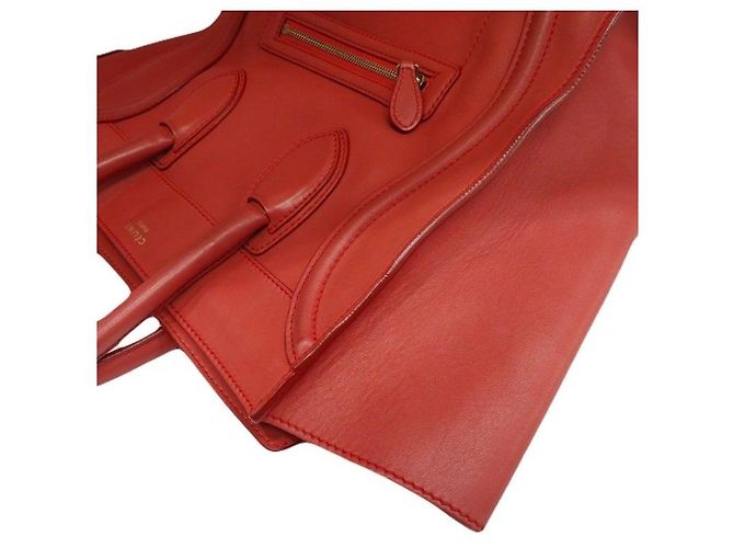 Céline Bolsa Tote Nano Luggage em couro de bezerro cor laranja - vista 9