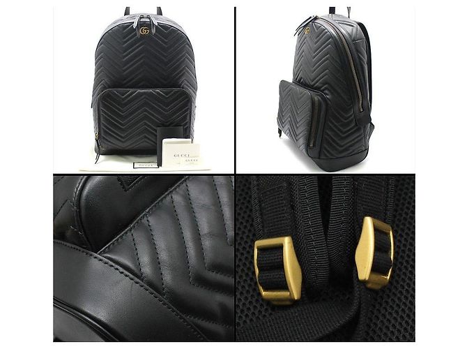 Gucci Zaino Black Matelassé Chevron Marmont Nero - vista 6