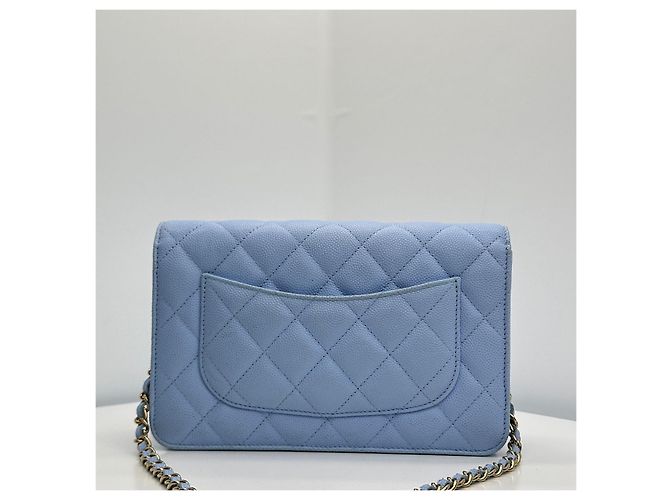 Chanel WOC Classic Caviar Blu Oro Giallo Chip - vista 10