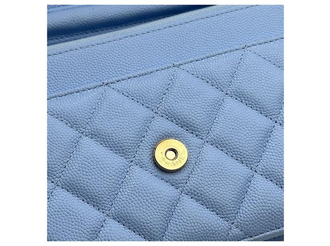 Chanel WOC Classic Caviar Blu Oro Giallo Chip - vista 11