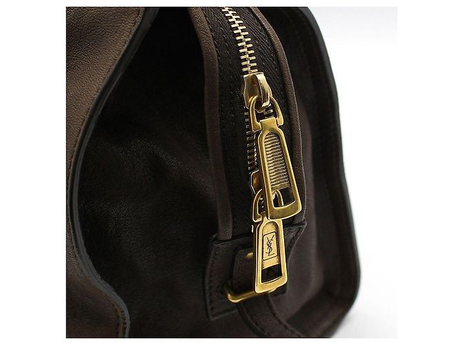 Borsa Tote Yves Saint Laurent Cabas Chyc Medium con logo dorato Marrone - vista 10