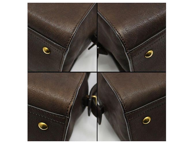 Borsa Tote Yves Saint Laurent Cabas Chyc Medium con logo dorato Marrone - vista 12