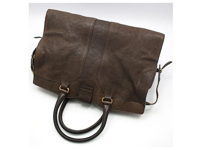 Borsa Tote Yves Saint Laurent Cabas Chyc Medium con logo dorato Marrone - vista 4
