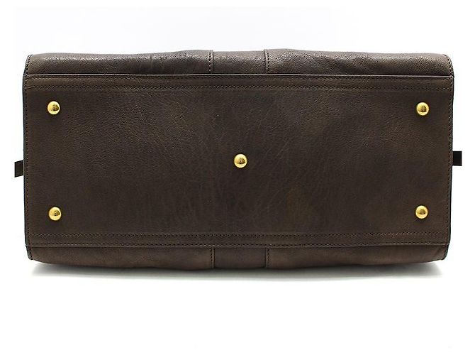 Borsa Tote Yves Saint Laurent Cabas Chyc Medium con logo dorato Marrone - vista 5