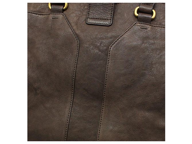 Borsa Tote Yves Saint Laurent Cabas Chyc Medium con logo dorato Marrone - vista 8