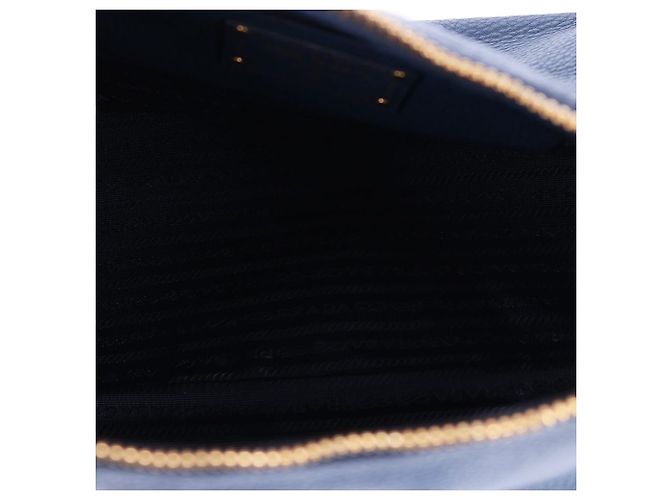 Prada Borsa Tote e Borsa a Spalla Vitello Placcata Oro Blu - vista 11