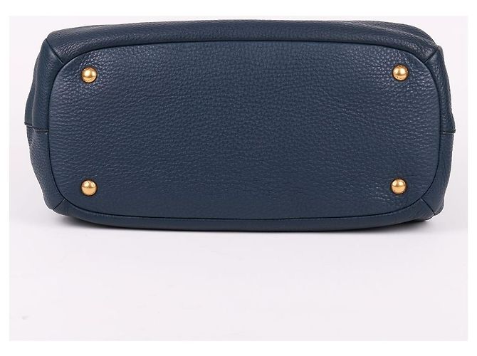 Prada Borsa Tote e Borsa a Spalla Vitello Placcata Oro Blu - vista 8