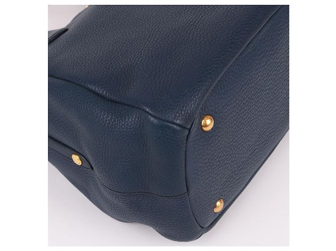 Prada Borsa Tote e Borsa a Spalla Vitello Placcata Oro Blu - vista 9