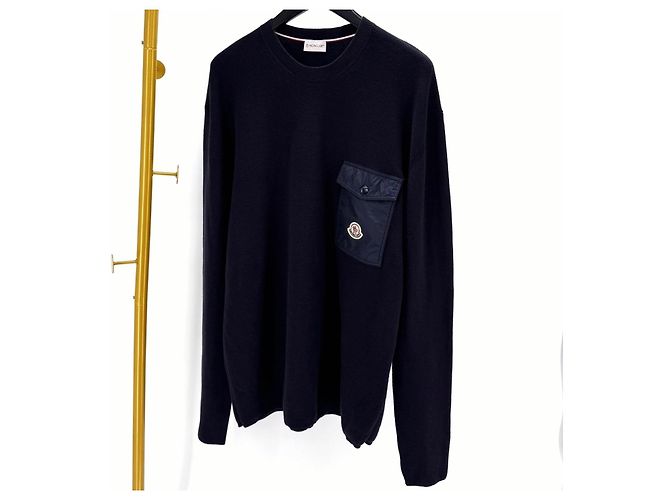 Maglia a maniche lunghe con patch logo Moncler Blu - vista 2