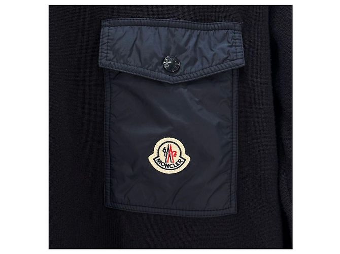 Maglia a maniche lunghe con patch logo Moncler Blu - vista 5