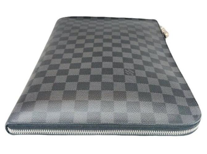 Louis Vuitton Pochette Jour GM Damier Graphite Canvas Clutch Black Marrone - vista 3