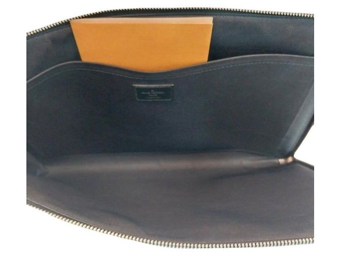 Louis Vuitton Pochette Jour GM Damier Graphite Canvas Clutch Black Marrone - vista 4