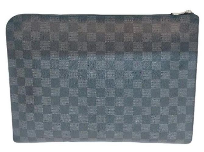 Louis Vuitton Pochette Jour GM Damier Graphite Canvas Clutch Black Marrone - vista 5