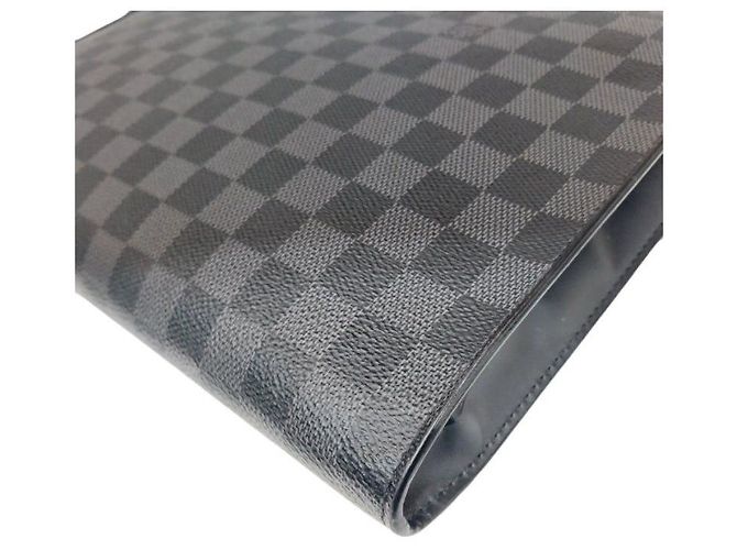 Louis Vuitton Pochette Jour GM Damier Graphite Canvas Clutch Black Marrone - vista 6