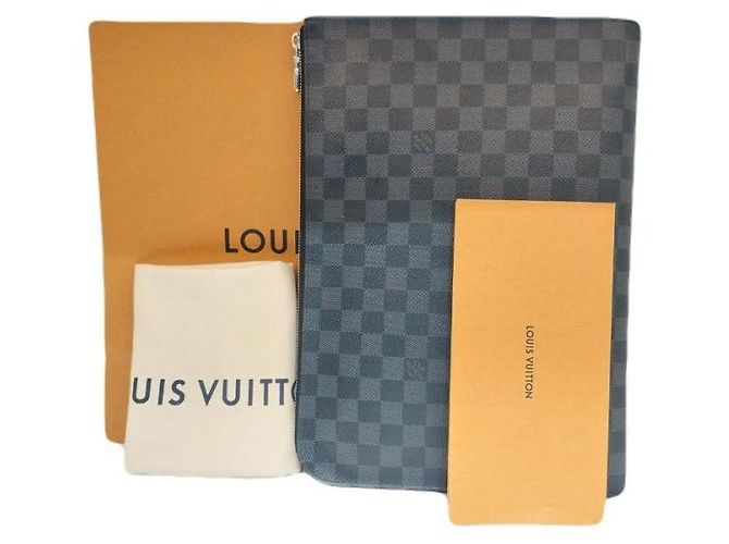 Louis Vuitton Pochette Jour GM Damier Graphite Canvas Clutch Black Marrone - vista 7
