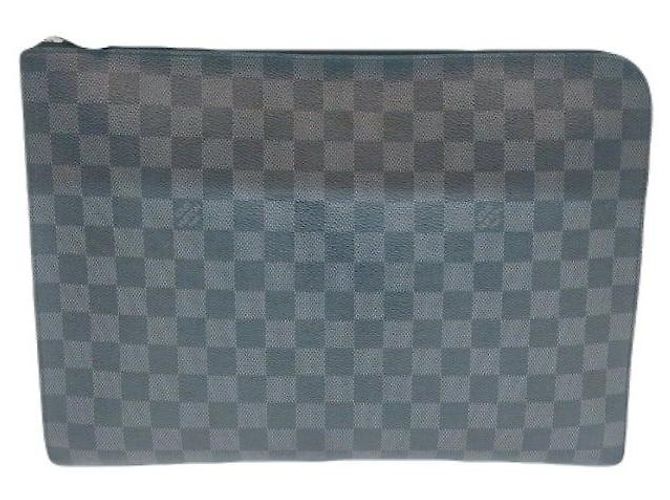 Louis Vuitton Pochette Jour GM Damier Graphite Canvas Clutch Black Marrone - vista 8