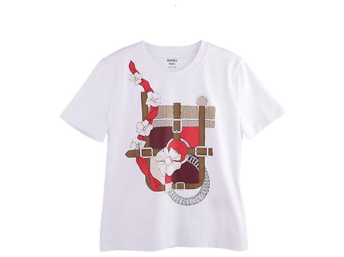 Hermès Camiseta micro estampada para mujer Blanco - vista 3
