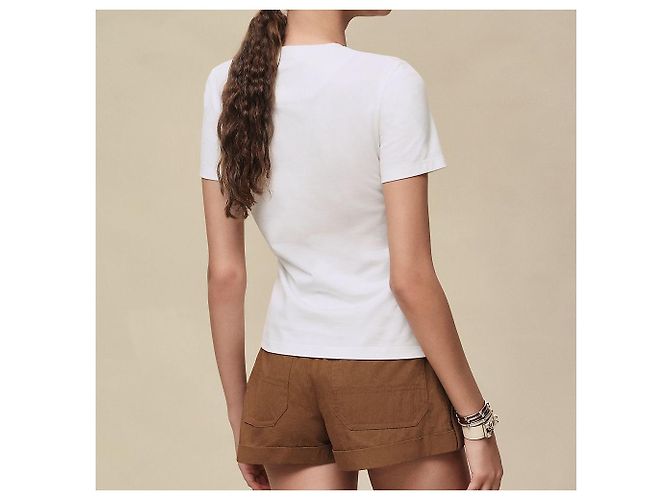 Hermès Camiseta micro estampada para mujer Blanco - vista 7