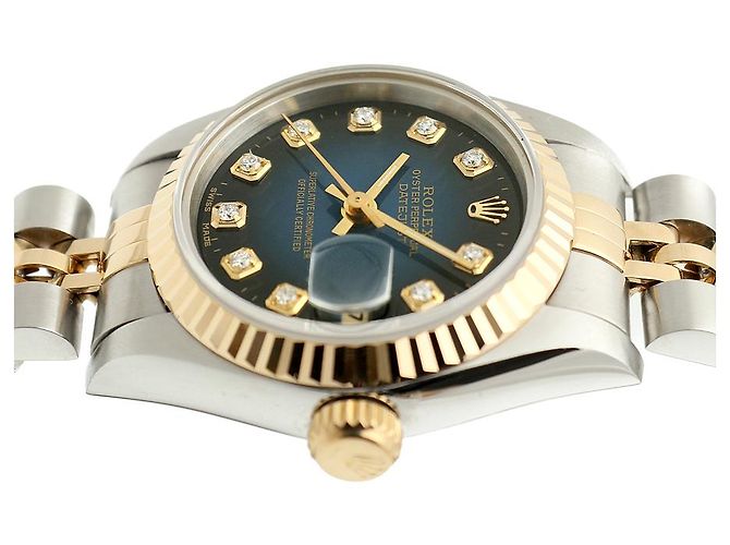 Rolex Reloj Datejust para mujer con esfera azul ombre y engaste de diamantes - vista 10