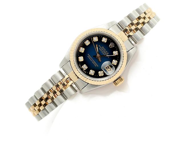Rolex Reloj Datejust para mujer con esfera azul ombre y engaste de diamantes - vista 2