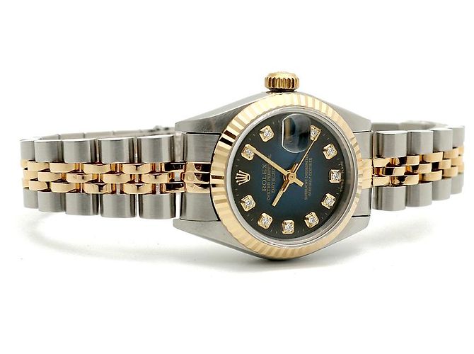 Rolex Reloj Datejust para mujer con esfera azul ombre y engaste de diamantes - vista 20