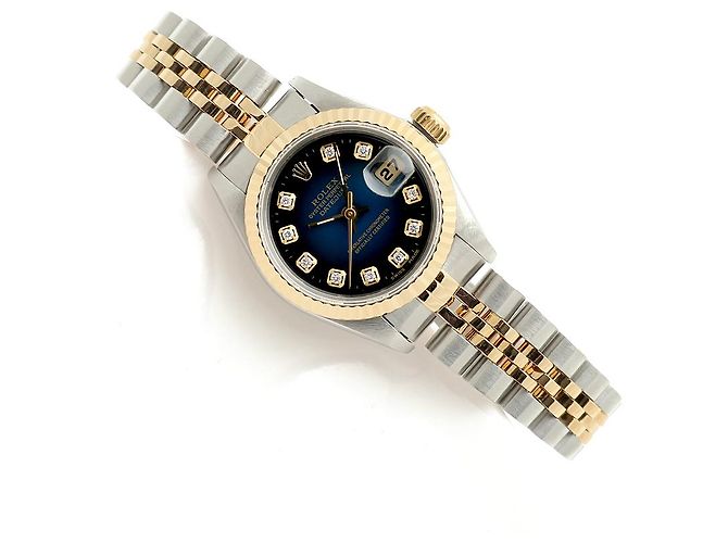 Rolex Reloj Datejust para mujer con esfera azul ombre y engaste de diamantes - vista 3