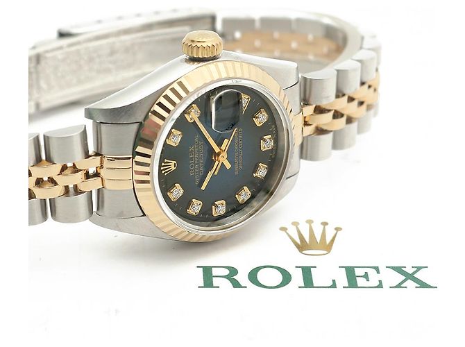 Rolex Reloj Datejust para mujer con esfera azul ombre y engaste de diamantes - vista 6