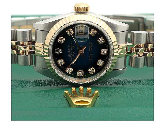 Rolex Reloj Datejust para mujer con esfera azul ombre y engaste de diamantes - vista 7