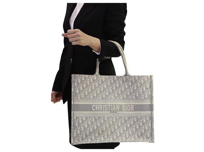 Dior Borsa Tote Book con ricamo Oblique grigio grande Marrone - vista 8