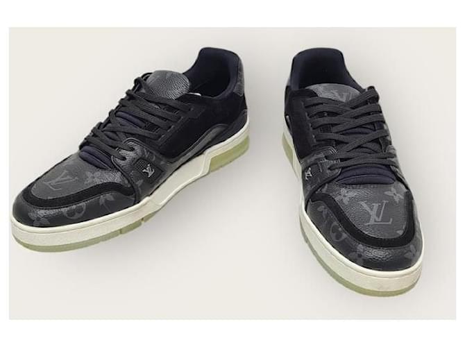 Louis Vuitton Sneakers Trainer Monogram Eclipse Nere Nero - vista 3
