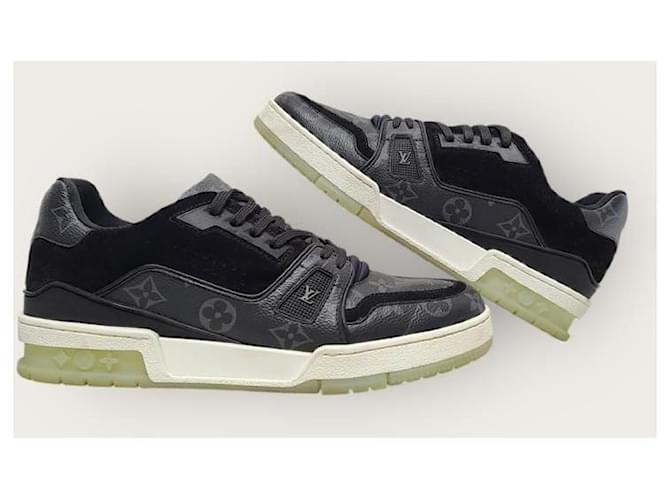 Louis Vuitton Sneakers Trainer Monogram Eclipse Nere Nero - vista 5