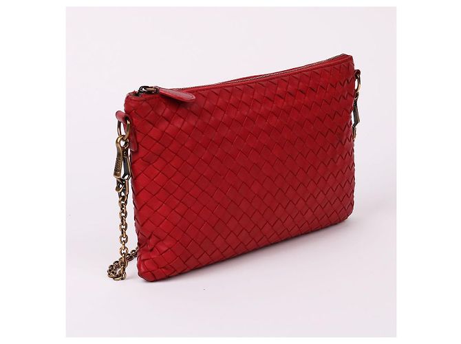 Bottega Veneta Piccola borsa a tracolla in rete rossa con catena Rosso - vista 3