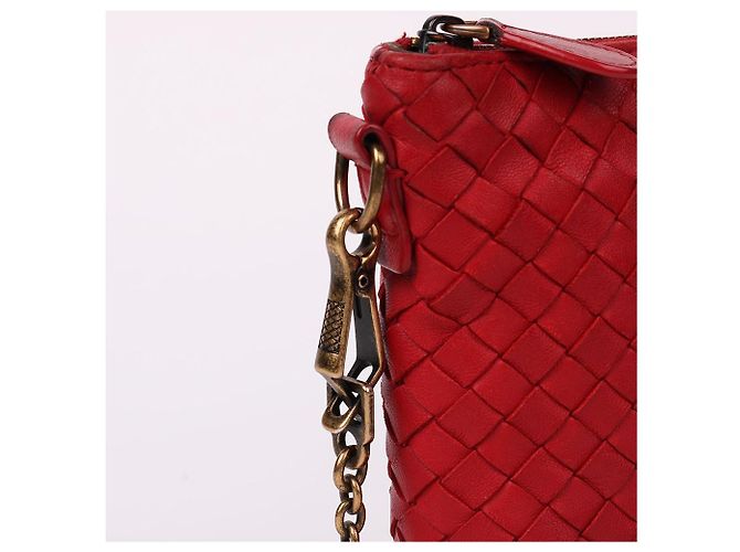 Bottega Veneta Piccola borsa a tracolla in rete rossa con catena Rosso - vista 5