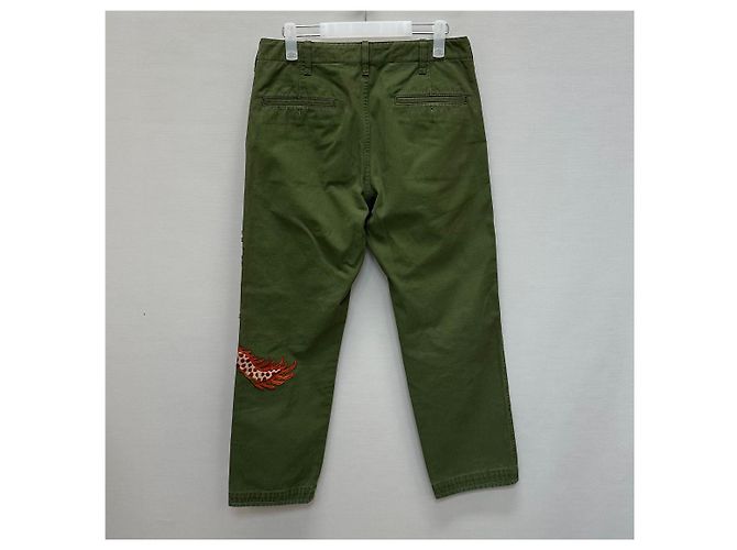 Gucci Pantaloni chino in cotone con ricamo di drago Nero - vista 5