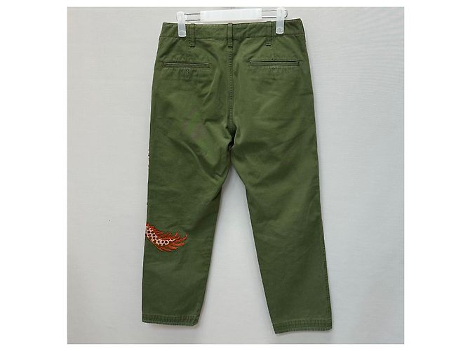 Gucci Pantaloni chino in cotone con ricamo di drago Nero - vista 6
