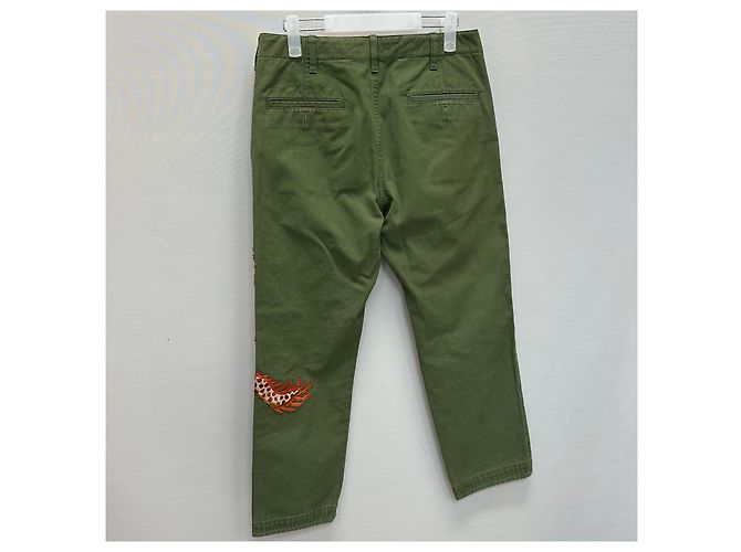 Gucci Pantaloni chino in cotone con ricamo di drago Nero - vista 7